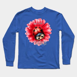 Just a Girl who loves ladybus, Ladybug and red flower Long Sleeve T-Shirt